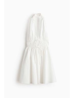 H&M - Women White Drawstring-Detail Halterneck Dress