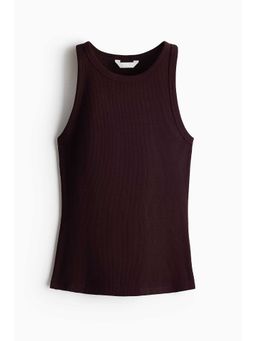 H&M - Women Red Ribbed Cotton Vest Top