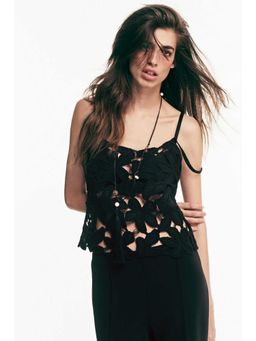 H&M - Women Black Crochet-Look Strappy Top