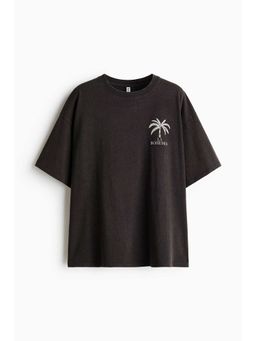 H&M - Women Grey Oversized Printed T-Shirt