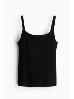 H&M - Women Black Ribbed Cotton Strappy Top