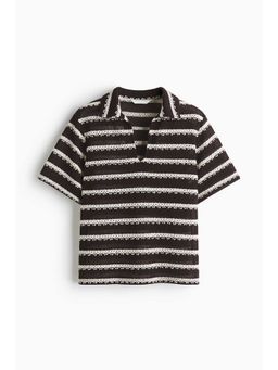 H&M - Women Brown Crochet-Look Polo T-Shirt
