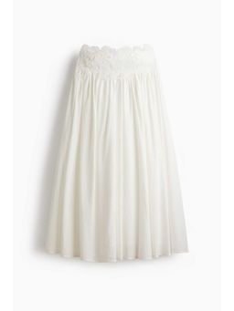 H&M - Women White Lace-Detail Cotton Skirt