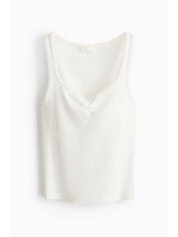 H&M - Women White Ribbed Cotton Vest Top