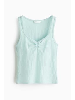 H&M - Women Turquoise Ribbed Cotton Vest Top