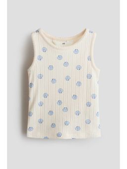 H&M - Girls Beige Pointelle Jersey Vest Top