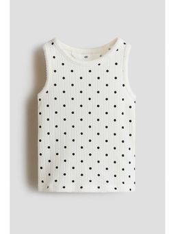 H&M - Girls White Pointelle Jersey Vest Top