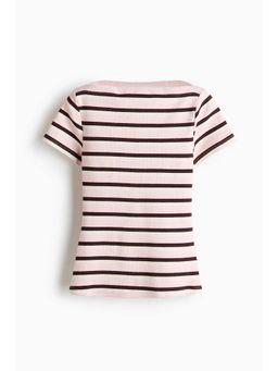 H&M - Women Pink Boat-Neck Cotton Top