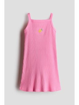 H&M - Girls Pink Embroidery-Detail Strappy Dress