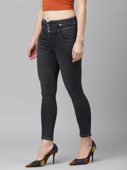 KASSUALLY - Black Skinny Fit High-Rise Clean Look Stretchable Jeans