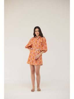 Calling June - Orange Marmalade Mini Dress with Belt (Set of 2)