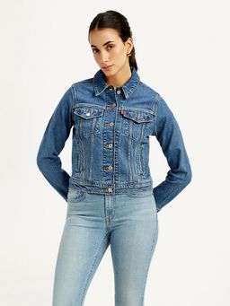 Levi's - Womens Solid Blue Spread Collar Jacket