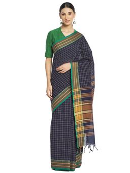 Fabindia - Cotton Woven Sari (Blue)