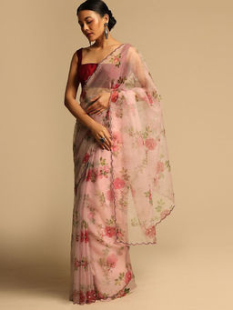 Odette - Off White Organza Printed Saree With Blouse Piece