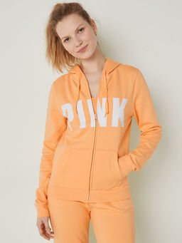 Victoria's Secret - Orange Everyday Fleece Zip-Up Hoodie (XS)