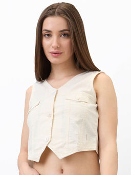 Spykar - White Slim Fit Casual Crop Top