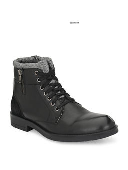 Delize - Solid Black Lace-up Derby Boots