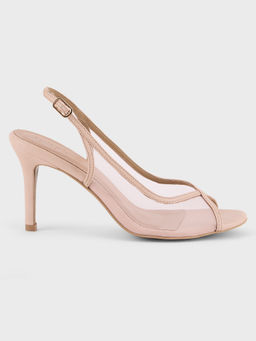 IYKYK by Nykaa Fashion - Nude Sheer Peep Toe Buckled Slingback Stiletto Heels