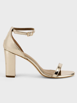 IYKYK by Nykaa Fashion - Gold Mirror Shine Metallic Ankle Strap Classic Block Heels