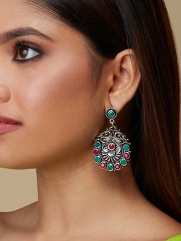 Azai by Nykaa Fashion - Multi Color Stone Studded Oxidised Festive Earrings