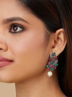 Azai by Nykaa Fashion - Oxidised Multi Color Embellished Festive Drop & Danglers Earrings