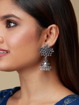 Azai by Nykaa Fashion - Traditional Mirror Work Oxidised Jhumkis