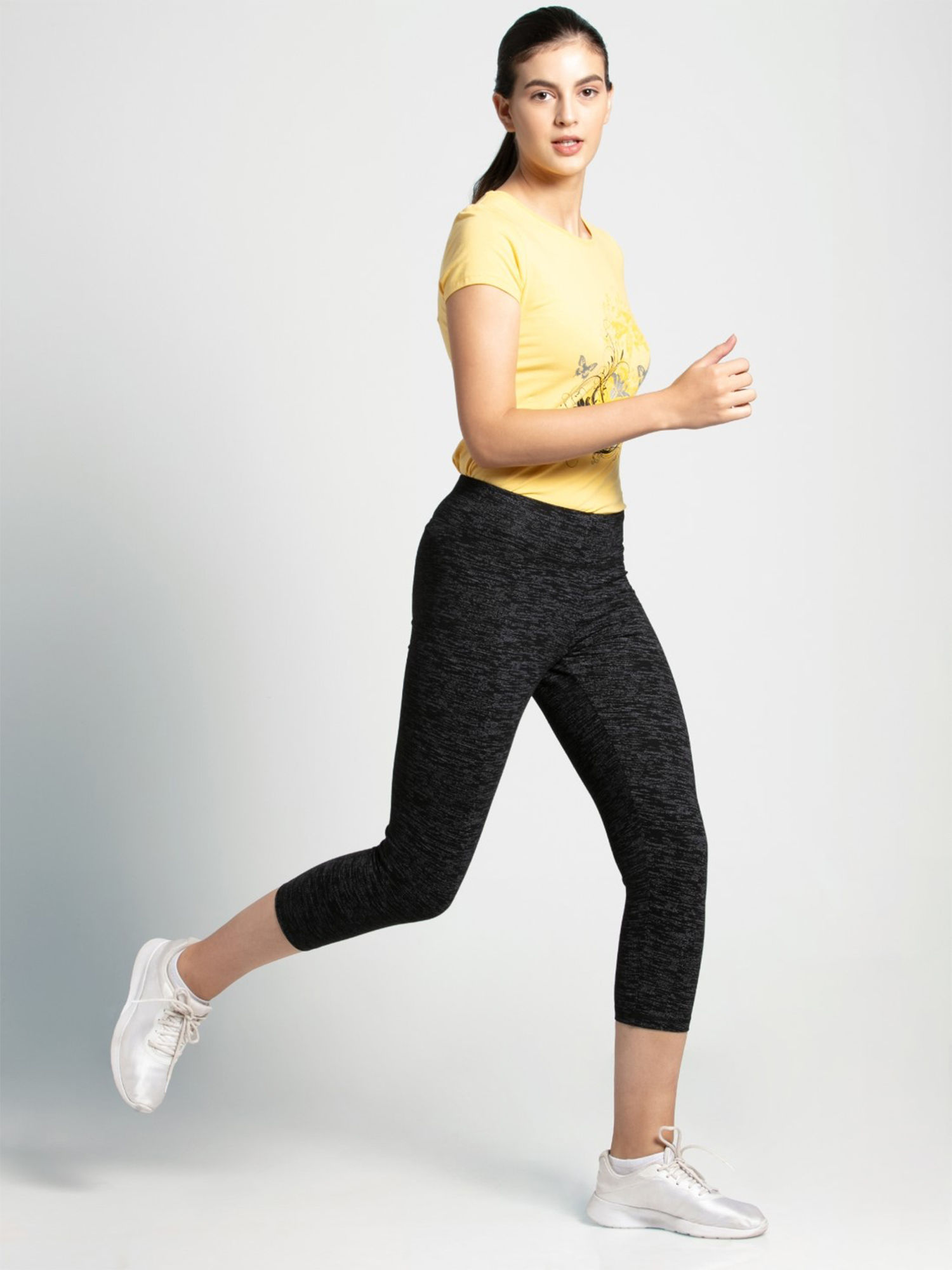 Jockey Black Marl Knit Sports Capri 