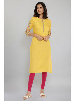 WISHFUL by W - Yellow Floral Kurta