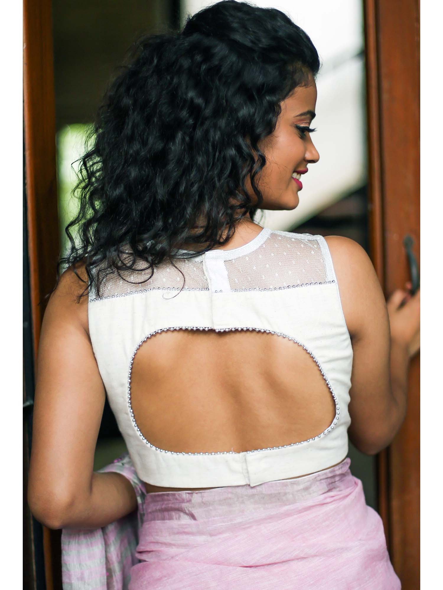 silver sheer blouse