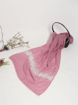 Modarta By Kamakshi - Pink Shawl Pure Pashmina Shawl, Hand Embroidery Feather Border, Kashmiri Shawl