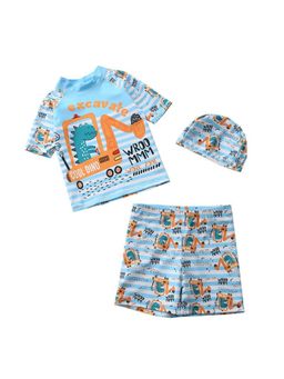 The Mom Store - Digger Dino Boys T-Shirt and Short Swim Cap (Set of 3)