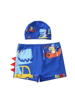 The Mom Store - Dino Drive 'n Dive Boys Swim Shorts with Cap (Set of 2)