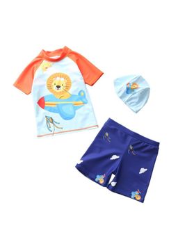 The Mom Store - Leo Sky Explorer Boys T-Shirt and Short with Swim Cap (Set of 3)