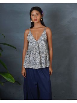 Chidiyaa - Doves Wing Grey Block Printed Top