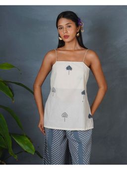 Chidiyaa - Soft Eclipse Ivory Block Printed Top