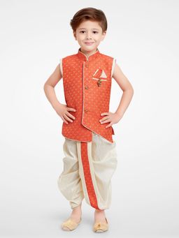 Jeetethnics - Boys Orange Kurta With Dhoti Pants (Set of 2)