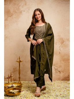 Gahan - Women Embroidered Kurta and Pant with Dupatta - Green