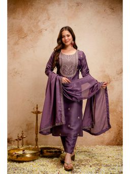 Gahan - Women Embroidered Kurta and Pant with Dupatta - Purple