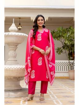Gahan - Women Pink Printed Straight Kurta and Pant with Dupatta