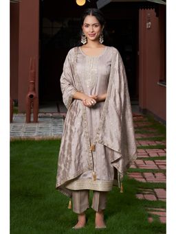 Gahan - Women Purple Zari Embroidered Kurta and Pant with Dupatta