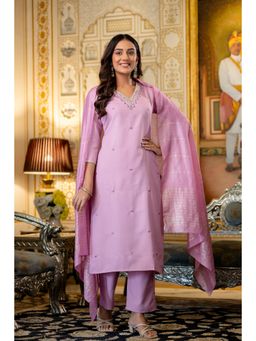 Gahan - Women Purple Embroidered Kurta and Pant with Dupatta