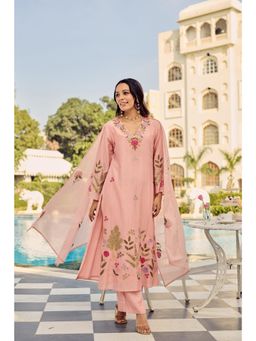 Gahan - Women Embroidered Straight Kurta and Pant with & Dupatta - Peach