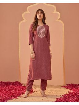 Gahan - Mauve Chinon Sequence Chain Embroidered Kurta Pant