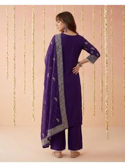 Gahan - Purple Dchinon Rubber Printed Kurta with Pant and Dupatta