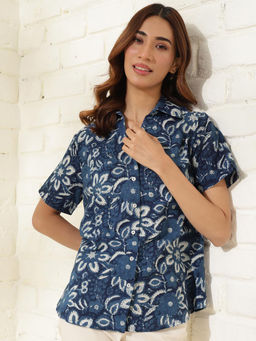Fabindia - Indigo Cotton Printed Shirt