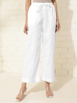 Fabindia - White Cotton Regular Fit Casual Pant