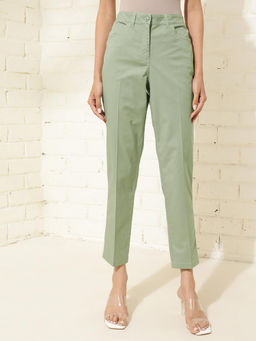 Fabindia - Green Cotton Slim Fit Trouser