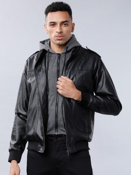 HIGHLANDER - Men Black Solid Biker Jacket