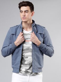 HIGHLANDER - Men Blue Solid Bomber Jacket