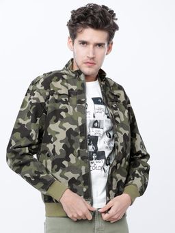 HIGHLANDER - Men Olive Camouflage Bomber Jacket